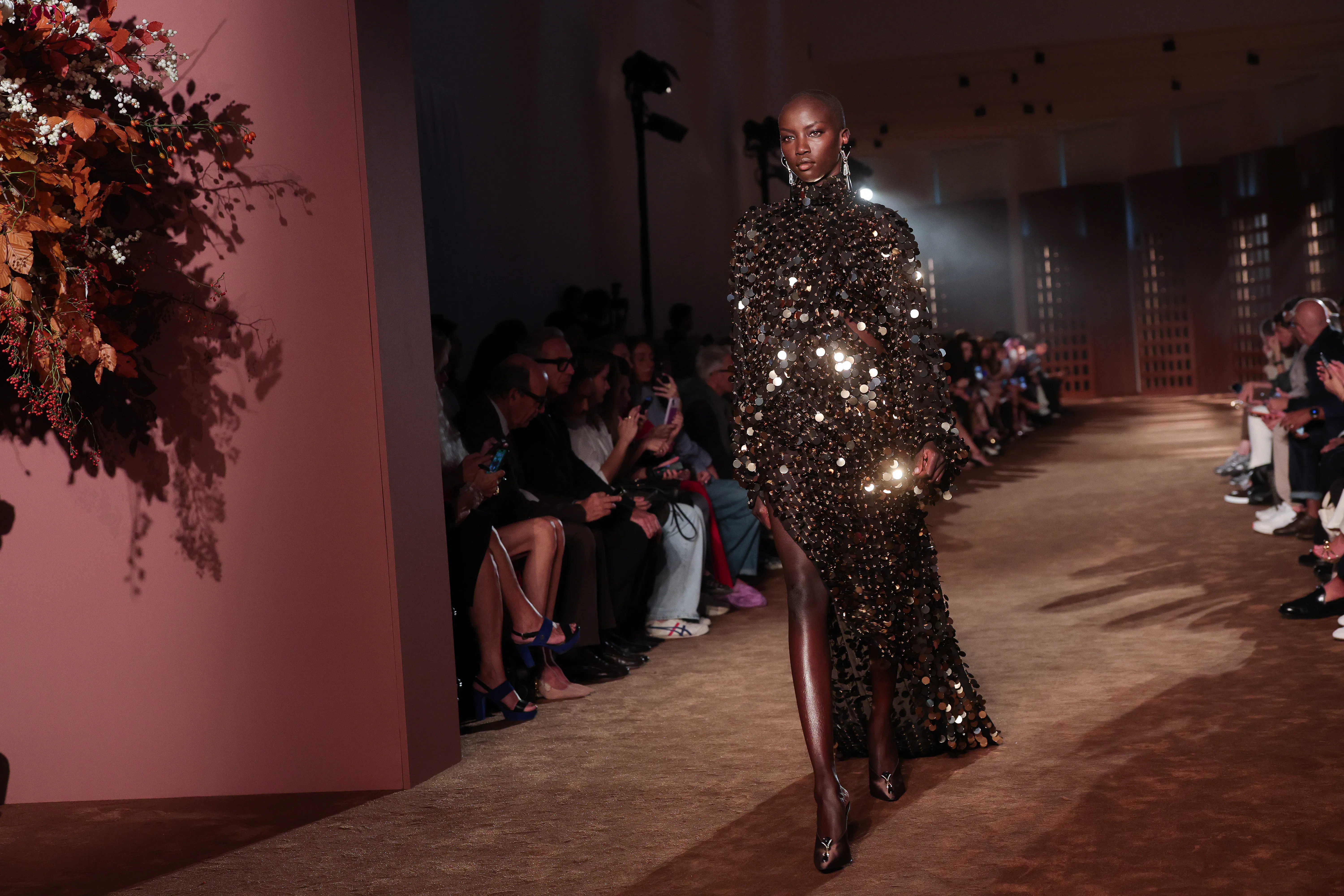 A model walks the runway at the Ferragamo fashion show during the Milan Fashion Week - Womenswear Sp...
