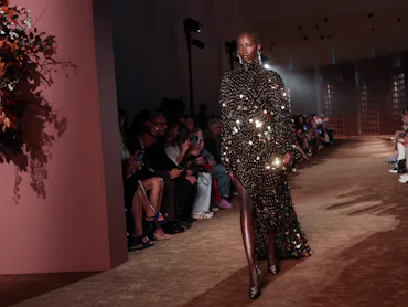 A model walks the runway at the Ferragamo fashion show during the Milan Fashion Week - Womenswear Sp...