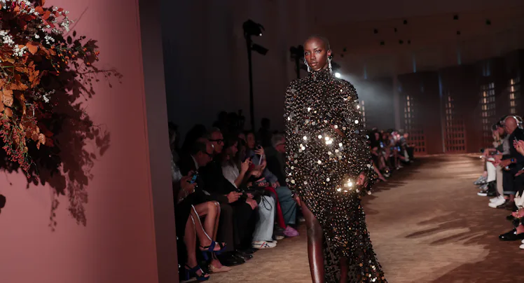 A model walks the runway at the Ferragamo fashion show during the Milan Fashion Week - Womenswear Sp...