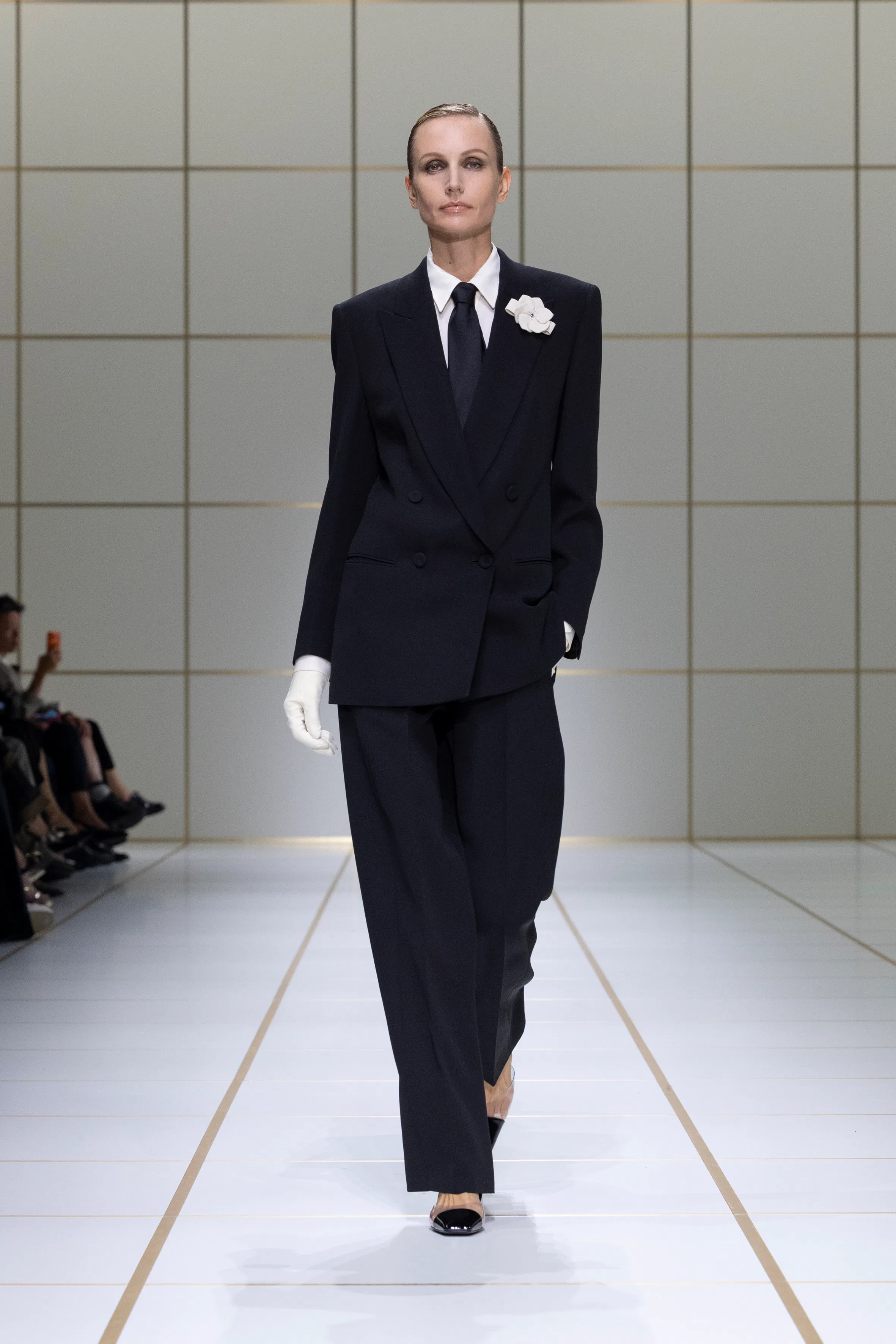 a look from giorgio armani spring 2027 collection shown at milan fashion week