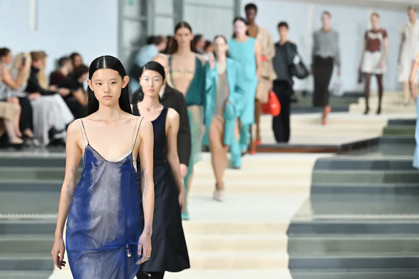 A model walks the runway during the Julie Kegels Womenswear Spring/Summer 2027 show as part of Paris...