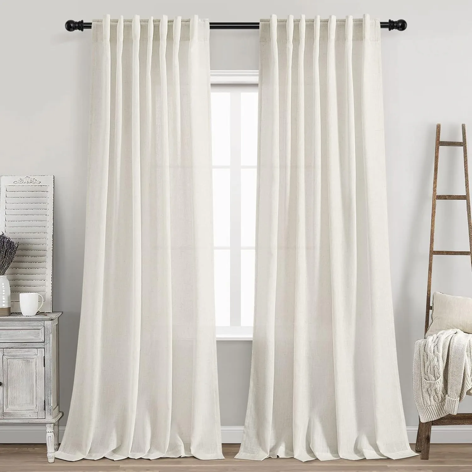 Nanspring Linen Back Tab Curtains