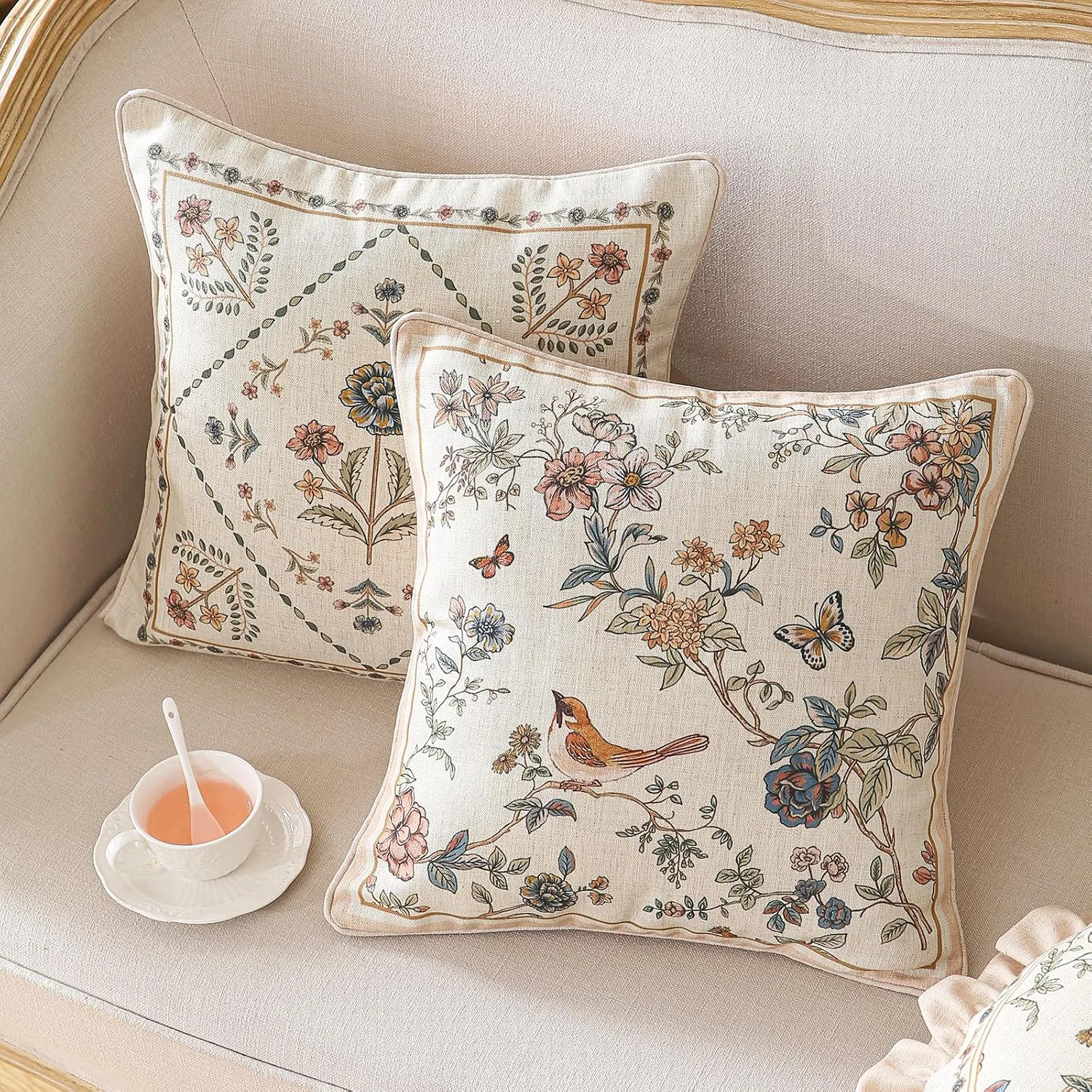 ISAENNE Linen Throw Pillow Covers (Set of 2)