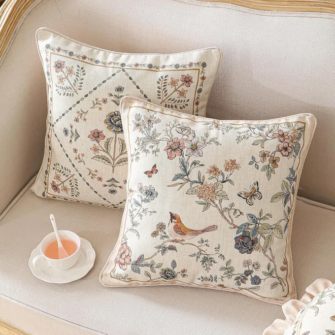 ISAENNE Linen Throw Pillow Covers (Set of 2)