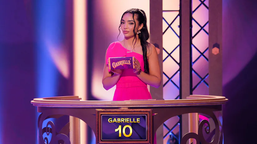 Gabrielle on Wonka's The Golden Ticket. Photo via Netflix