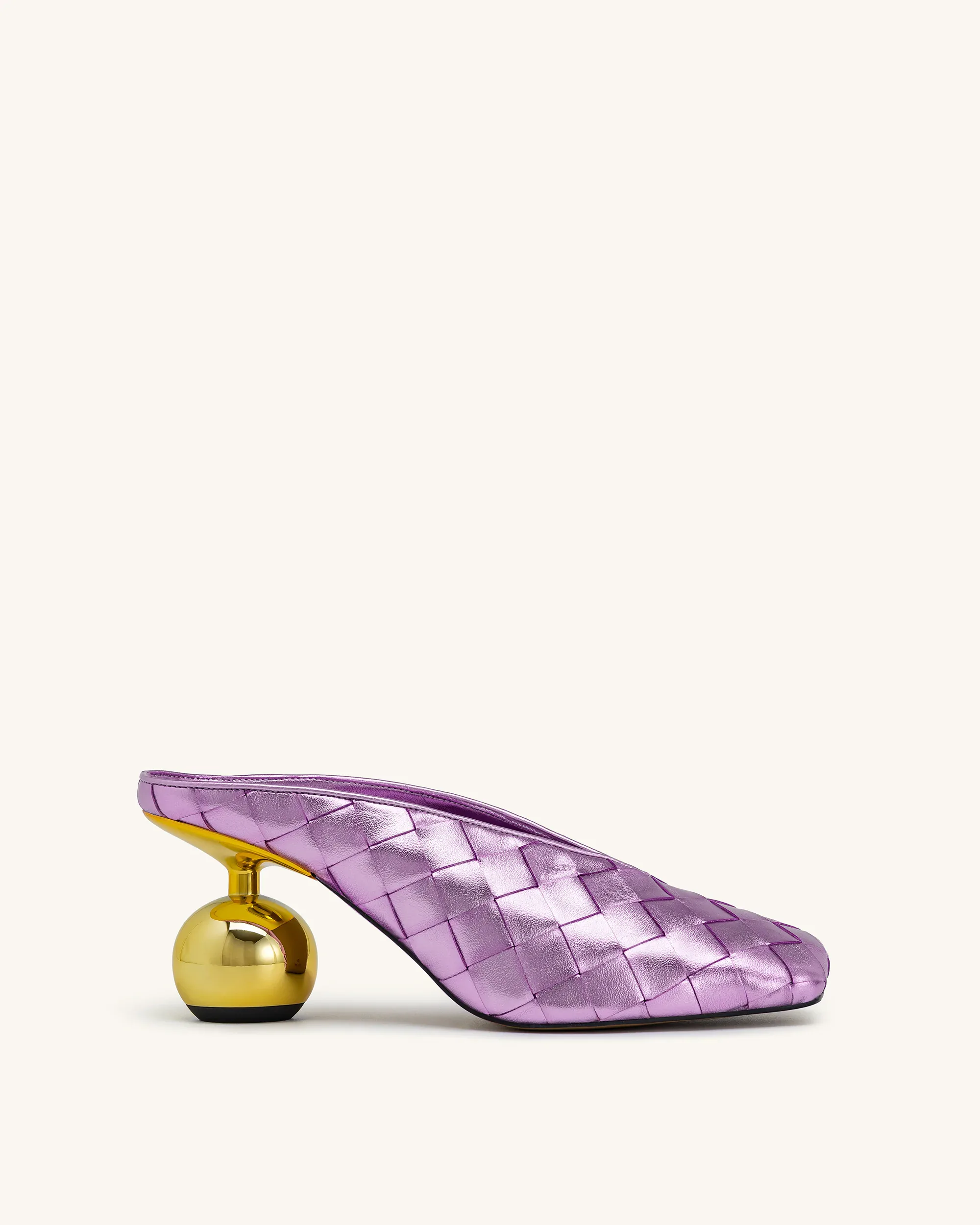 Ellie Woven Square-Toe Mule Heels