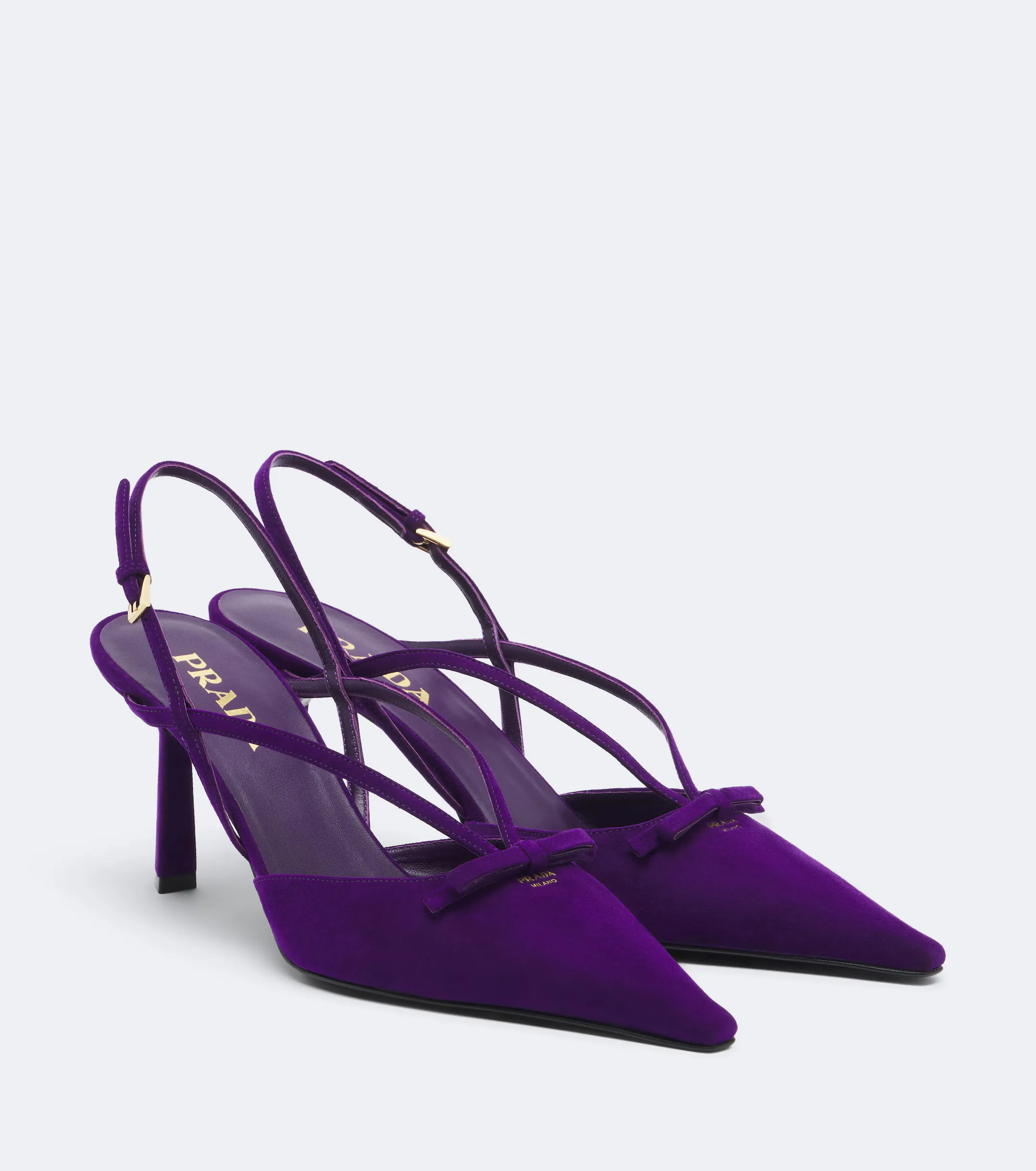 Bow-Detail Suede Slingback Pumps