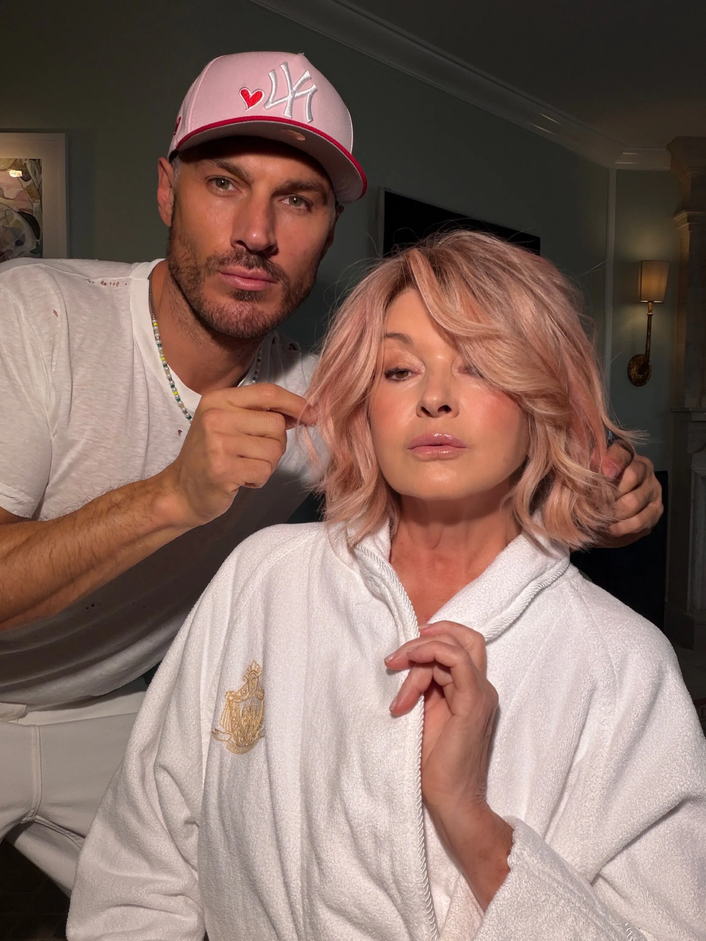 Chris Appleton with Martha Stewart and her rose gold hair