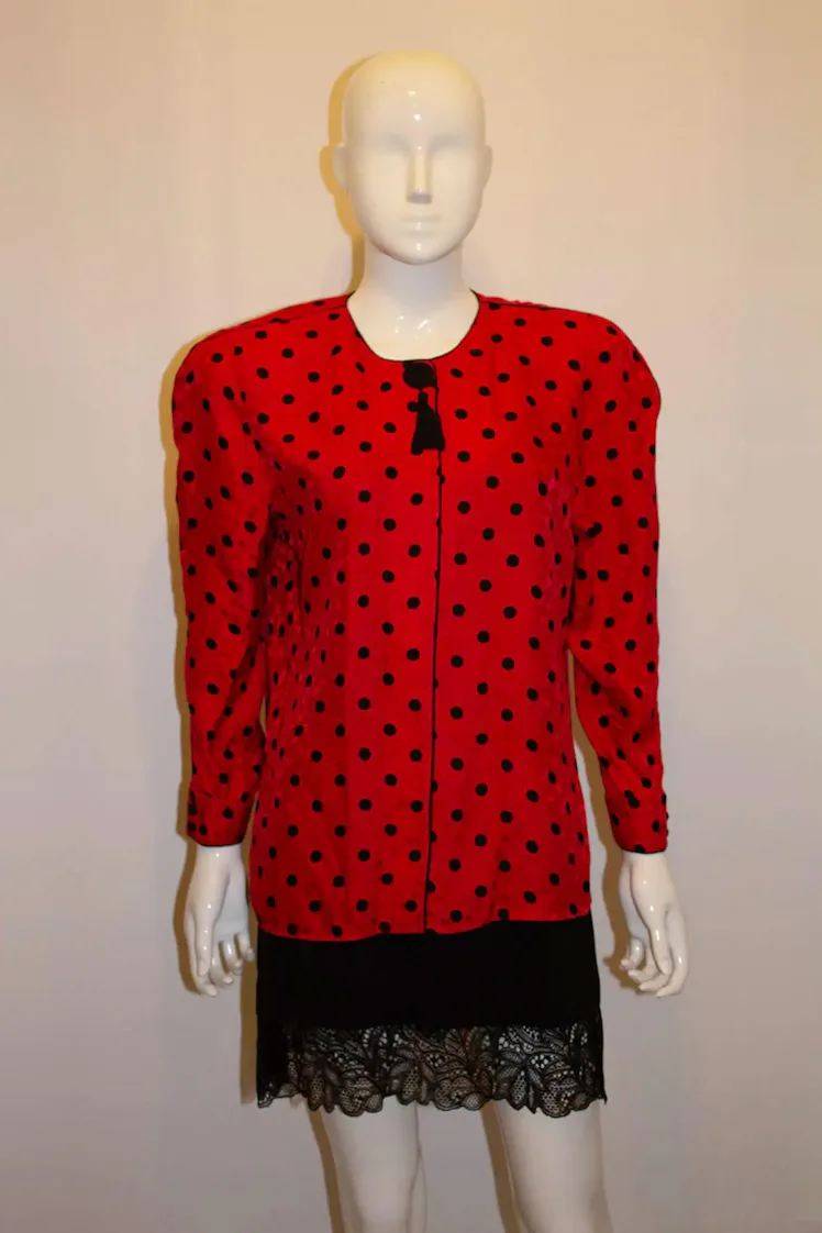 Vintage Red Silk Top