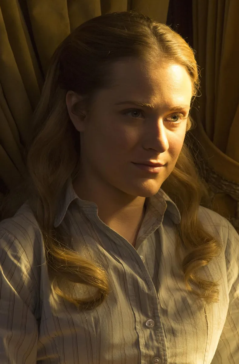 Evan Rachel Wood as Dolores Abernathy in Westworld