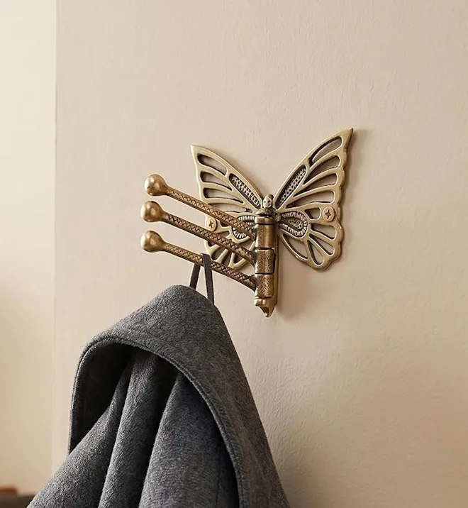 Indian Shelf Brass Butterfly Swivel Wall Hook