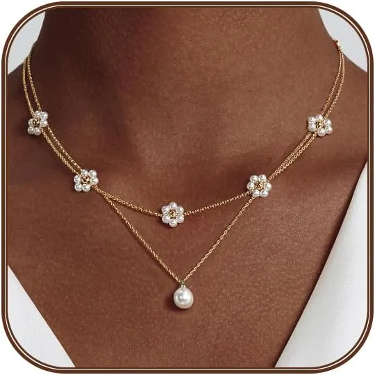 OGD Gold Pearl Necklace Set