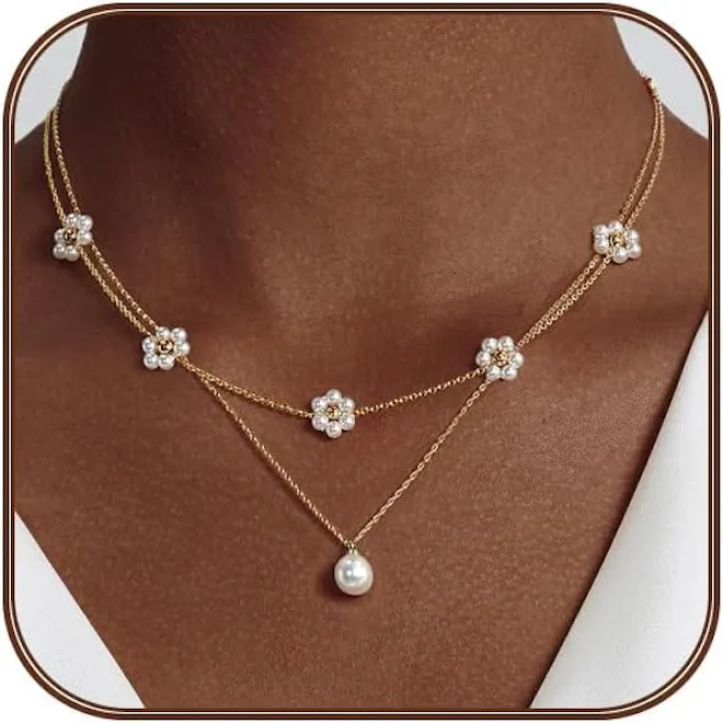 OGD Gold Pearl Necklace Set