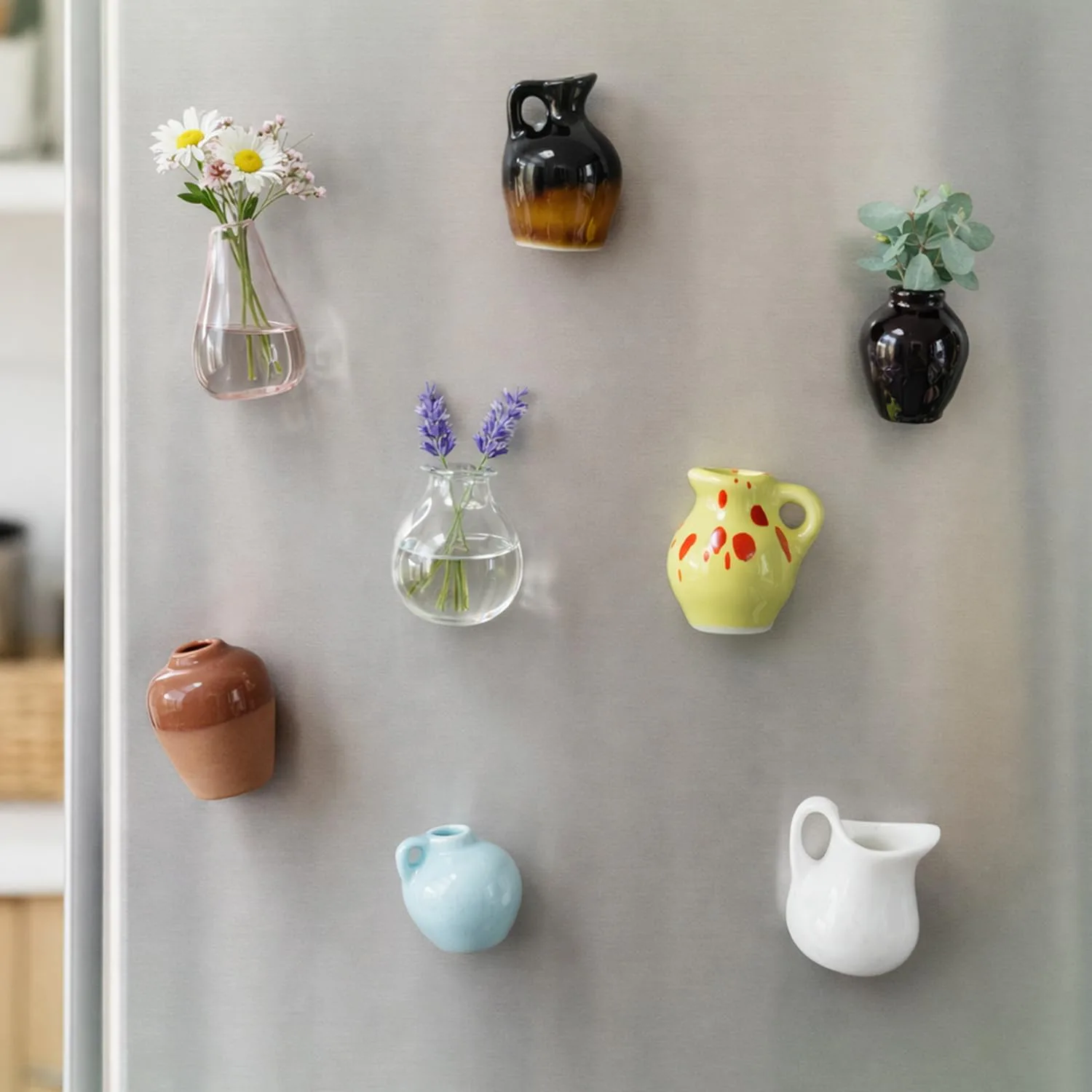 Cacukap Store Mini Ceramic Vase Magnets (8-Pack)