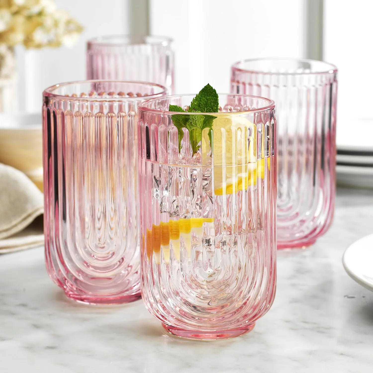 Glaver's Vintage Glassware Art Deco Glasses (4-Pack)