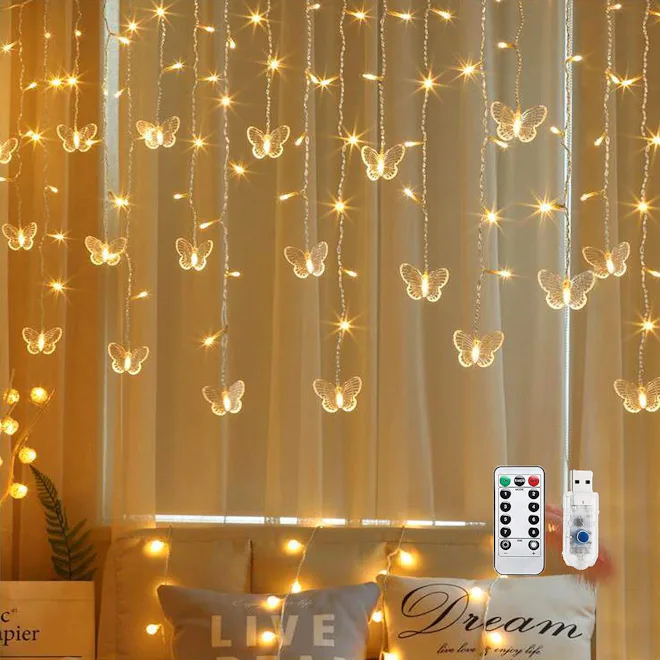 Cynzia Butterfly Curtain Fairy String Lights