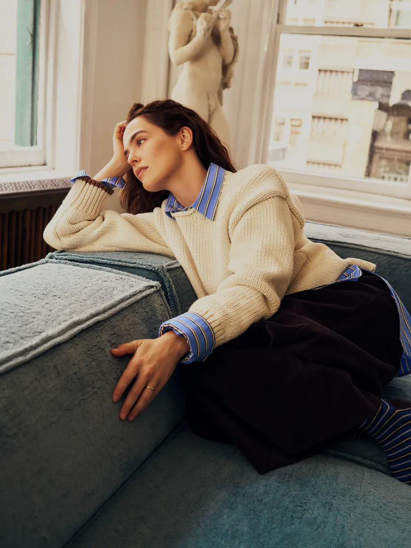 Zoey Deutch for Banana Republic and La Ligne.