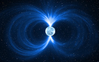 Magnetar - neutron star in deep space. For use with projects on science, research, and education. 3D...