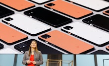Google Vice President of Product Management Sabrina Ellis introduces the new Google Pixel 4 phone, d...