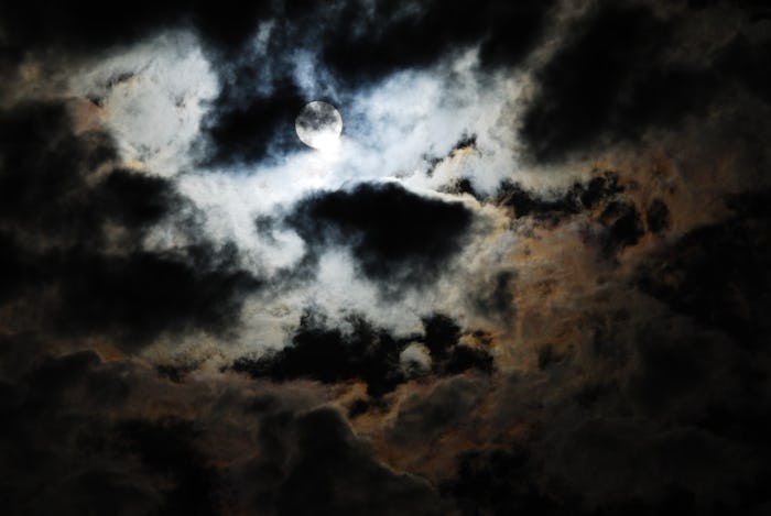 A cloudy night sky on Halloween