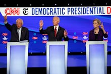 Bernie Sanders, Joe Biden, Elizabeth Warren. Democratic presidential candidate Sen. Bernie Sanders, ...