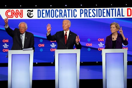 Bernie Sanders, Joe Biden, Elizabeth Warren. Democratic presidential candidate Sen. Bernie Sanders, ...