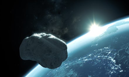 3D rendering of the asteroid Apophis passing near the Earth