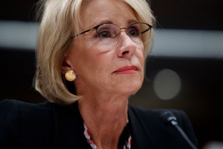 US Secretary of Education Betsy DeVos testifies before the Senate Appropriations Committee Labor, He...