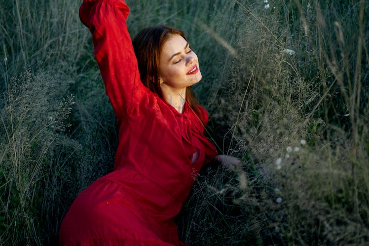 woman young happy girl in nature