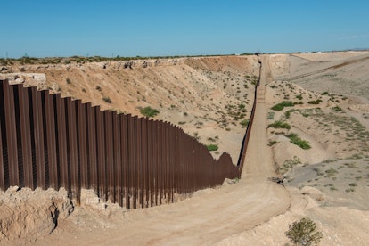 The United States and Mexican border wall area of El Paso, Texas, as a deterrence to people trying t...