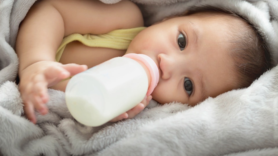 Close up of feeding baby