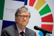 Bill Gates, co-Chairman of the Bill Gates Foundation, attends a press conference in Tokyo, Japan, 09...