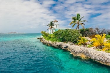 Exotic island, Pearl Island in the middle of the Ocean in Nassau, Bahamas.