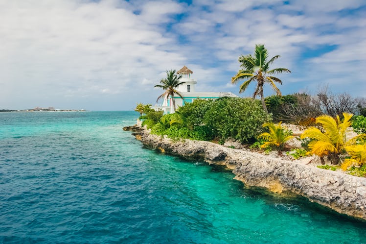 Exotic island, Pearl Island in the middle of the Ocean in Nassau, Bahamas.