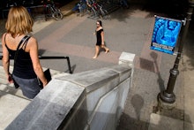Students walk through campus at Georgetown University in Washington, on . The defeat of a student lo...