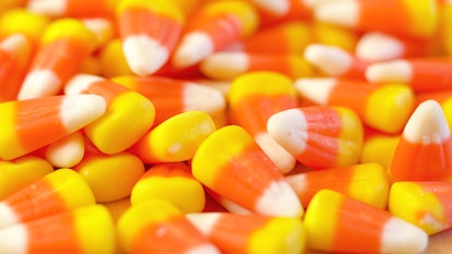 Halloween Treats Candy Corn And Snickers Bars Stock Photo - Download Image  Now - Hershey - Pennsylvania, Candy, Chocolate - iStock