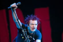 Guitarist and Singer Deryck Whibley of the Canadian Band Sum 41 Performs During Their Concert at the...