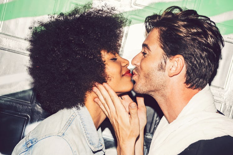 Interracial couple showing their love