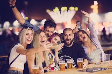 Clever captions for brewery pictures will come in handy for a group of friends snapping a selfie wit...