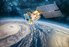 Space satellite monitoring from earth orbit weather from space, hurricane, Typhoon on planet earth. ...