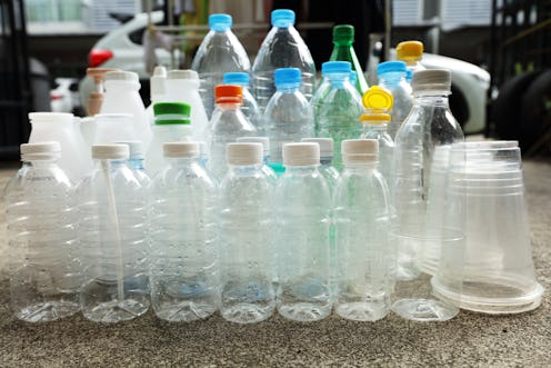 Plastic bottles,plastic ware made from polymer for re use and recycle concept