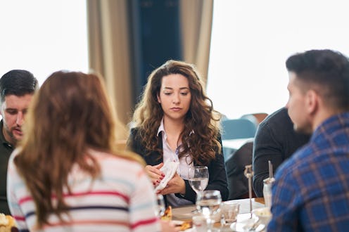 Group of good looking people having brunch