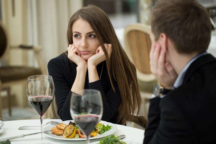 Young woman annoyed at Thanksgiving dinner