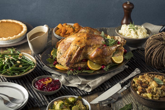 Homemade Thanksgiving Turkey Dinner with All the Sides on a table