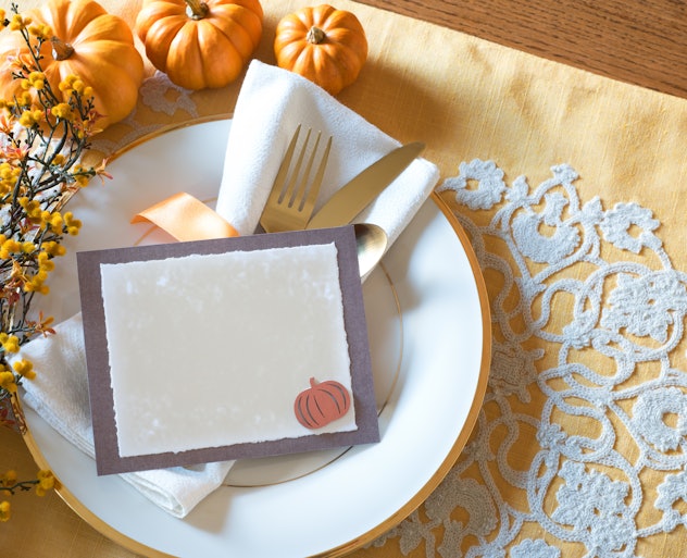 Thanksgiving Place Setting with Menu Card with Blank Menu Card for your words, text or copy.  Above ...