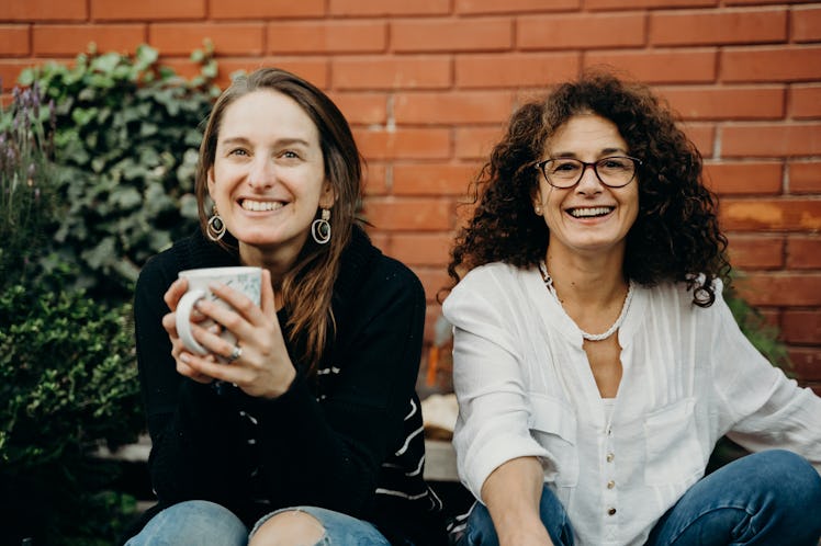 Mother and daughter together at home