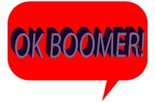 A talk bubble with the phrase Ok Boomer.