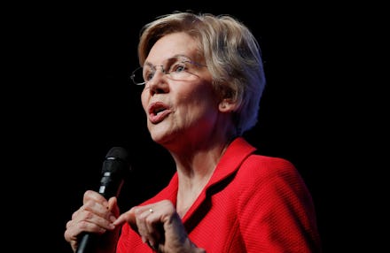 Democratic presidential candidate Sen. Elizabeth Warren, D-Mass., speaks during a fundraiser for the...