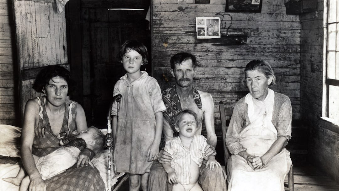 Sharecropper Bud Fields and his family at home. Hale County, Alabama. Published in the book, Let Us ...