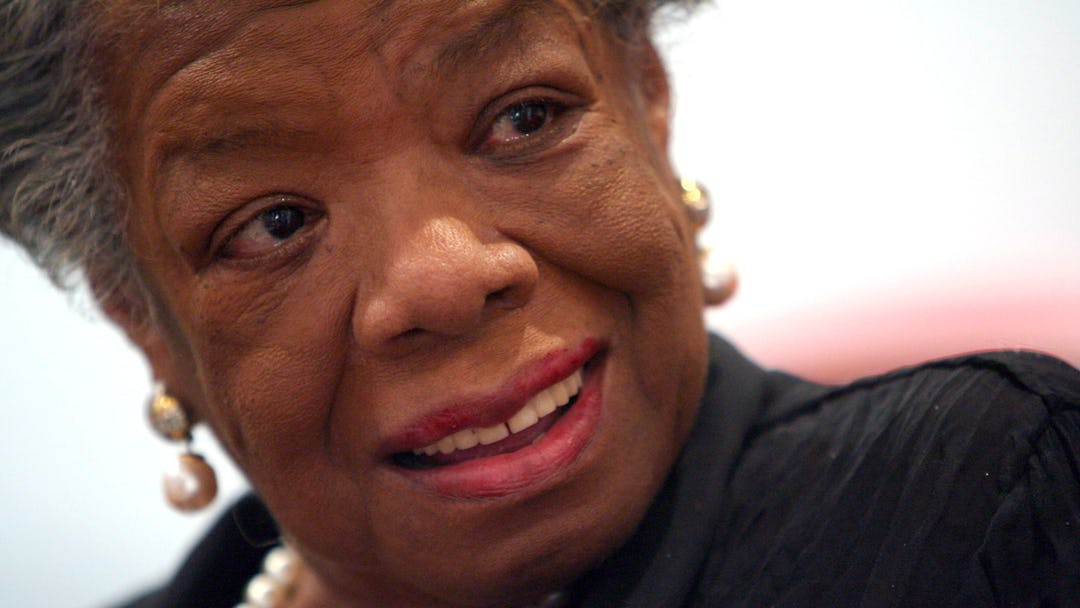 Maya Angelou American poet and noevlist Maya Angelou smiles during an interview with The Associated ...